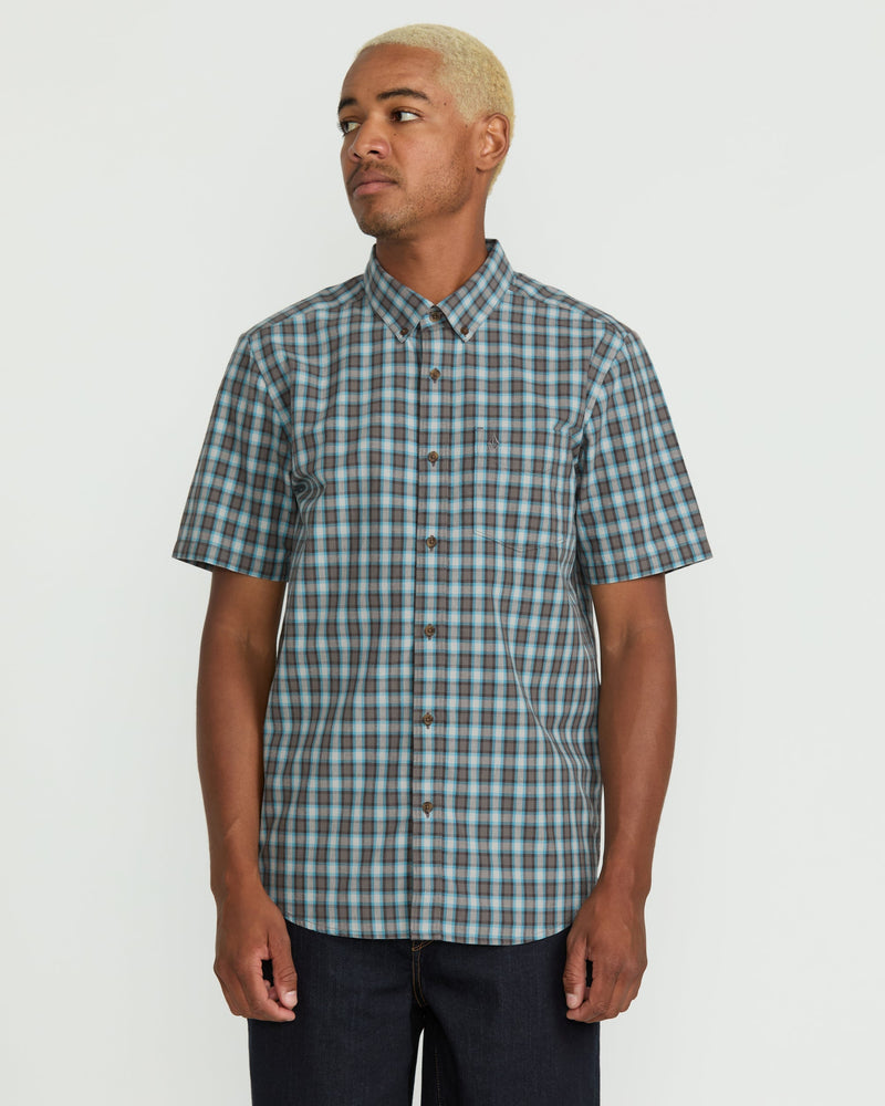 Volcom Men's Morphew Short Sleeve Shirt Used Blue