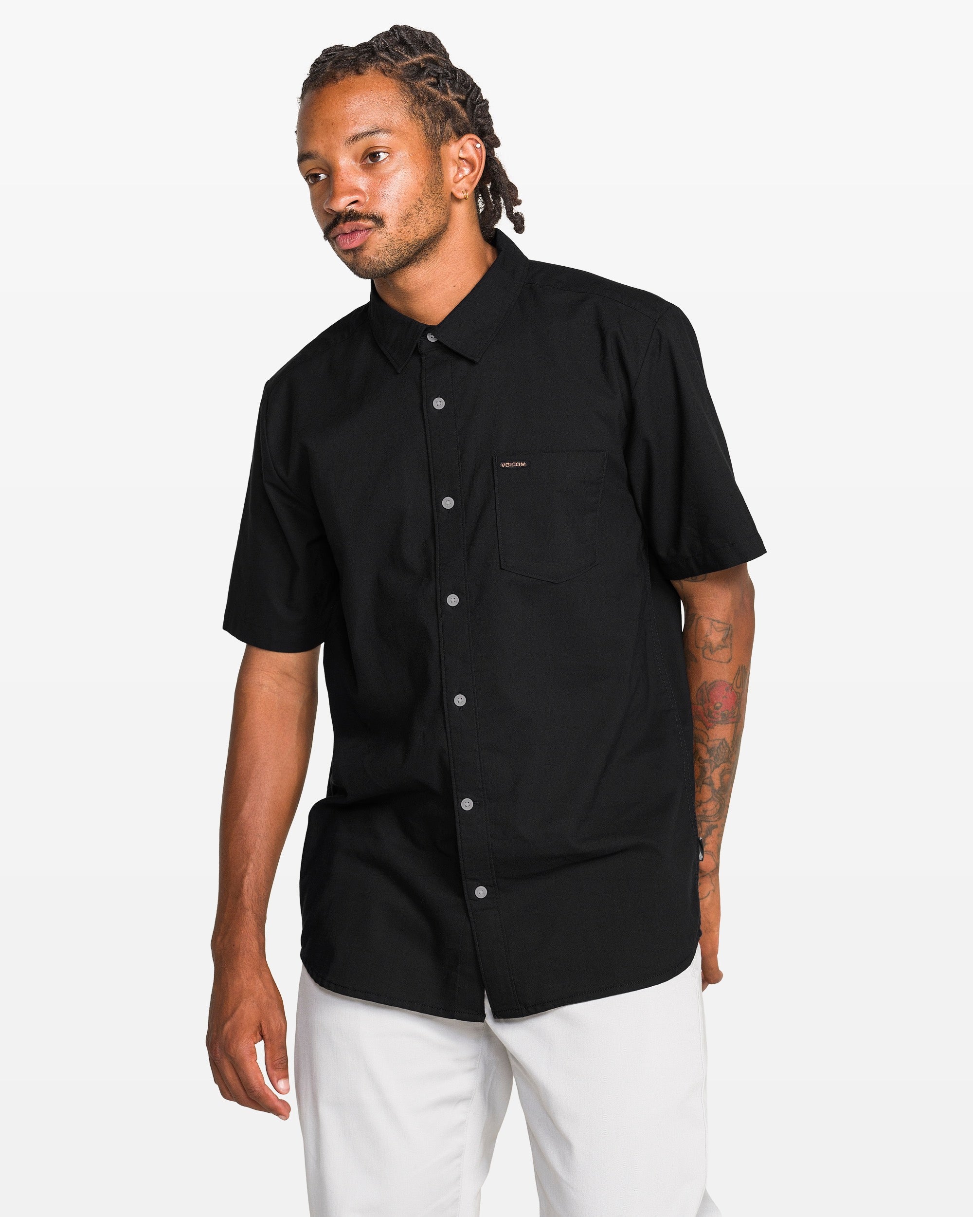 black short sleeve button up dress shirt mens Hfyihgf Men's Muscle Dress Shirts Slim Fit Stretch Formal Shirt Business Short Sleeve Casual Button Down Shirt(Black,L), Size: Large