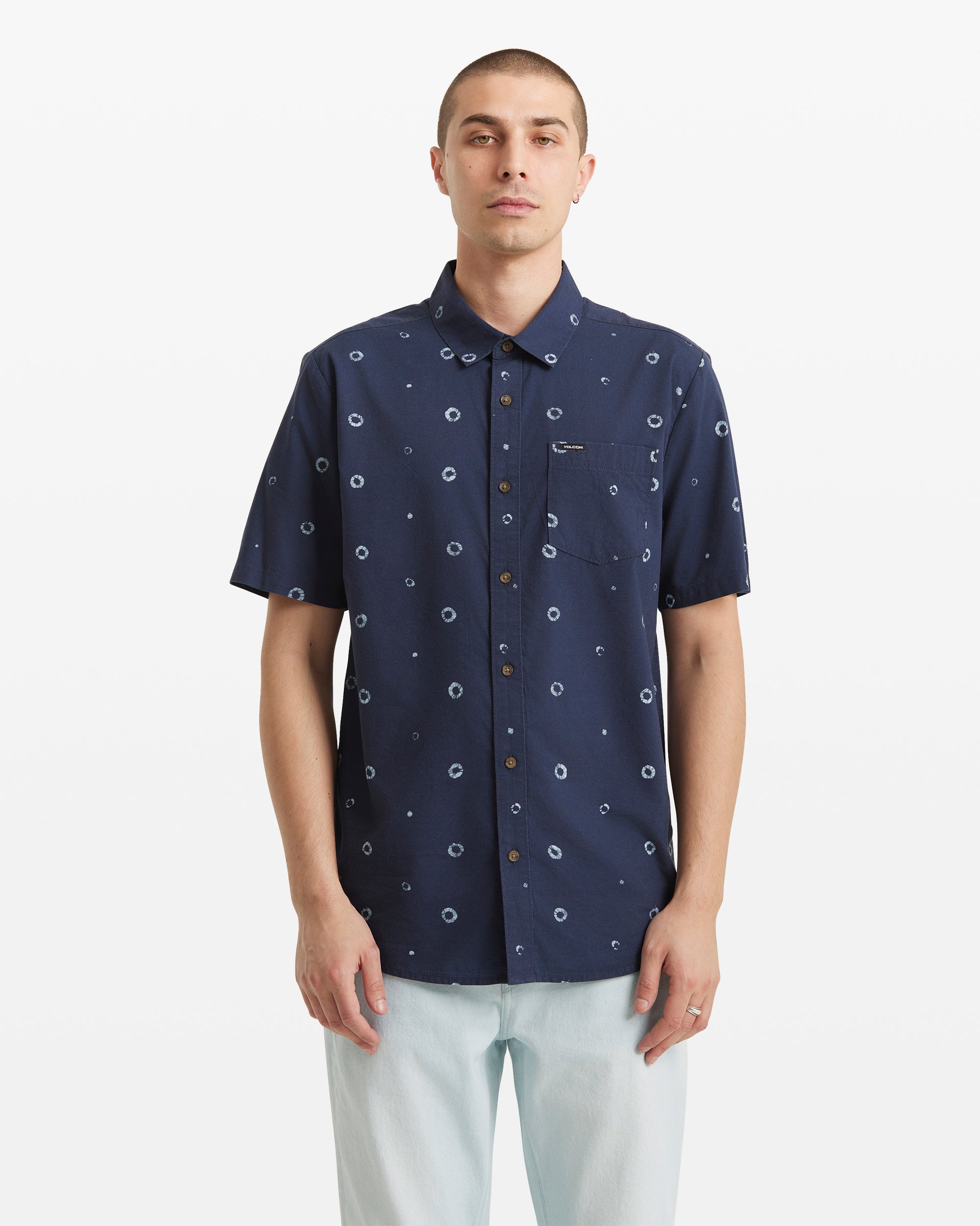 volcom dress shirt Volcom Scaler Stone Woven Short Sleeve Shirt Dark Navy / S