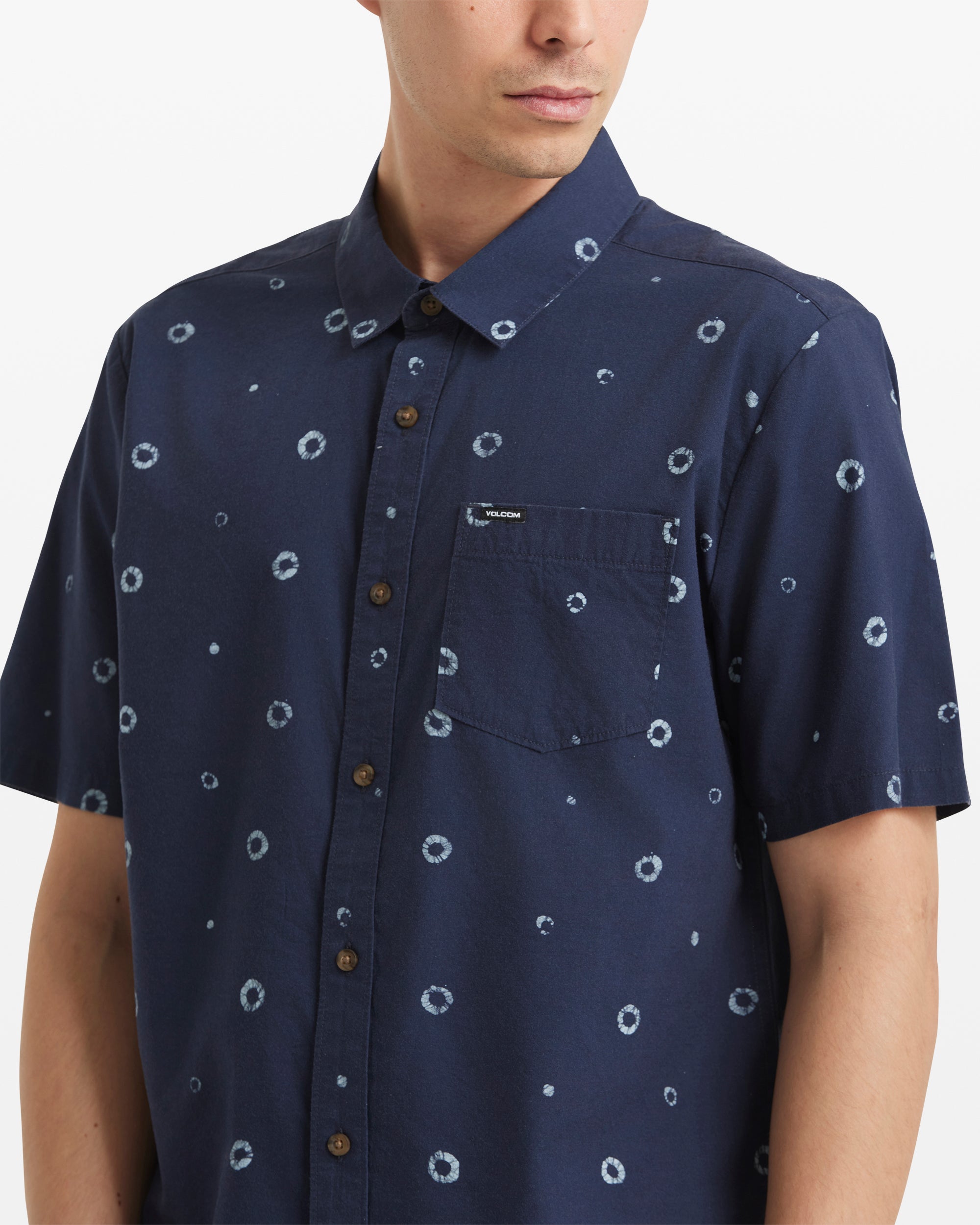 Volcom Scaler Stone Woven Short Sleeve Shirt Dark Navy / S