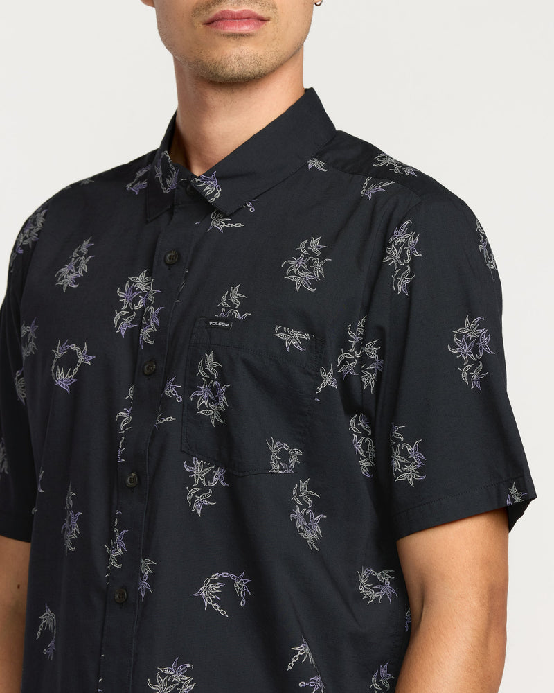 Volcom Men's Scaler Stone Woven Short Sleeve Shirt 