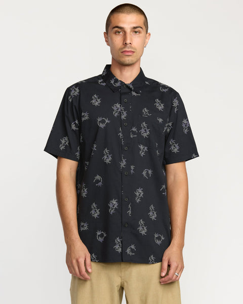 Men's Scaler Stone Woven Short Sleeve Shirt-Antique Black-Volcom