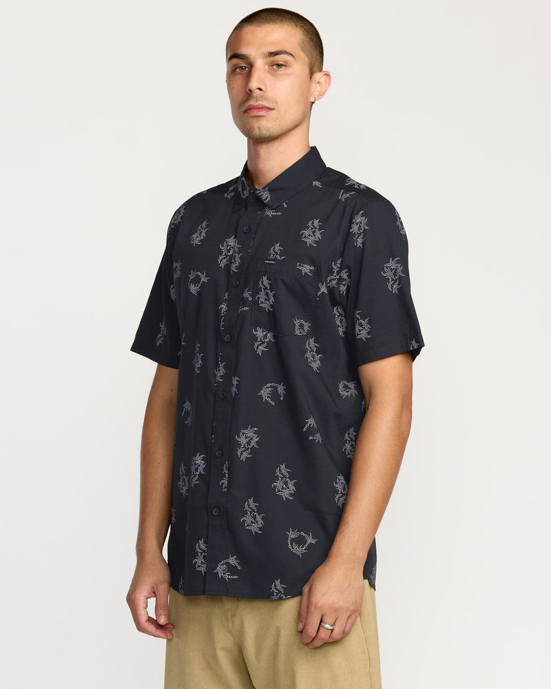 Men's Scaler Stone Woven Short Sleeve Shirt-Antique Black-Volcom