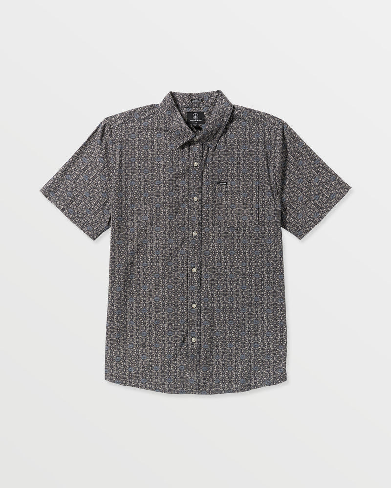 Volcom Men's Scaler Stone Woven Short Sleeve Shirt Moonbeam