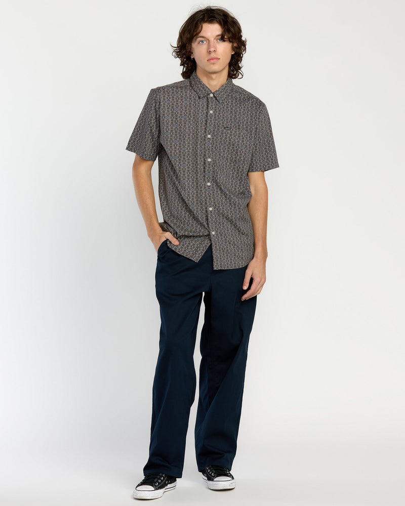 Volcom Men's Scaler Stone Woven Short Sleeve Shirt Moonbeam