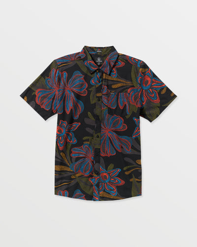 Volcom Men's Rendezvous Floral Short Sleeve Shirt Black Print