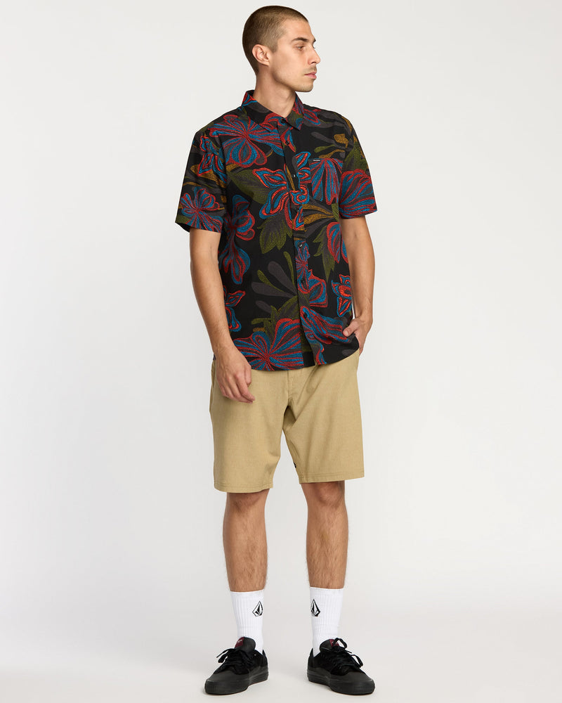Volcom Men's Rendezvous Floral Short Sleeve Shirt Black Print