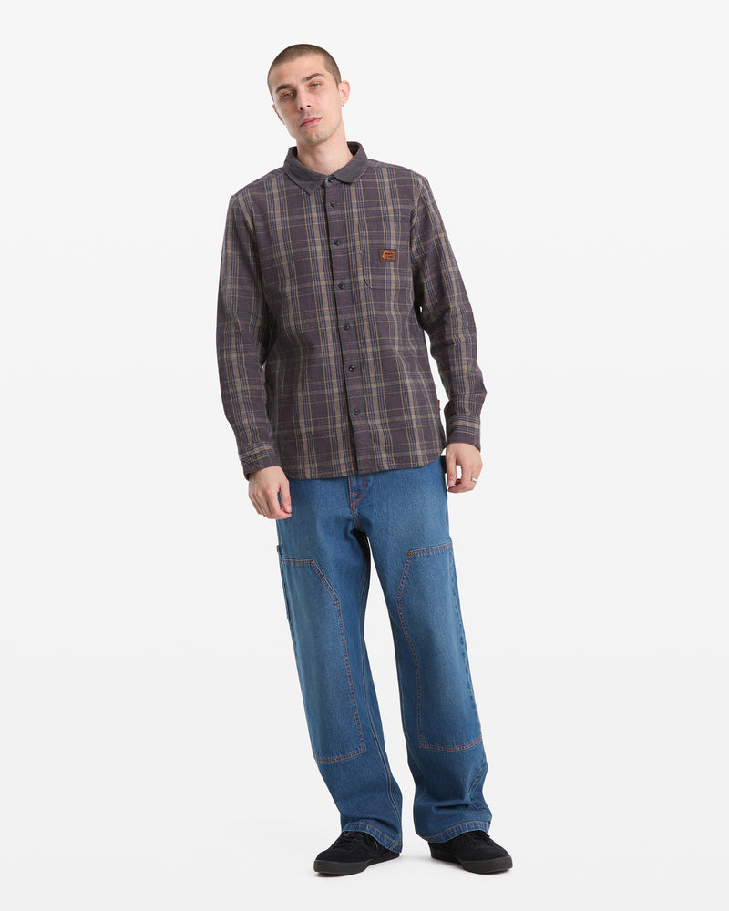 Men's Stonevise Plaid Long Sleeve-Asphalt Black-Volcom