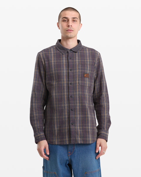 Men's Stonevise Plaid Long Sleeve-Asphalt Black-Volcom