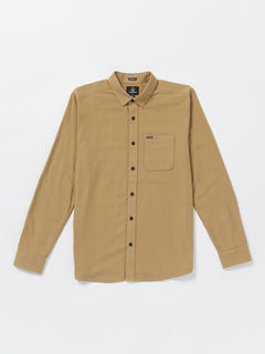 Caden Solid Long Sleeve Shirt - Dark Khaki
