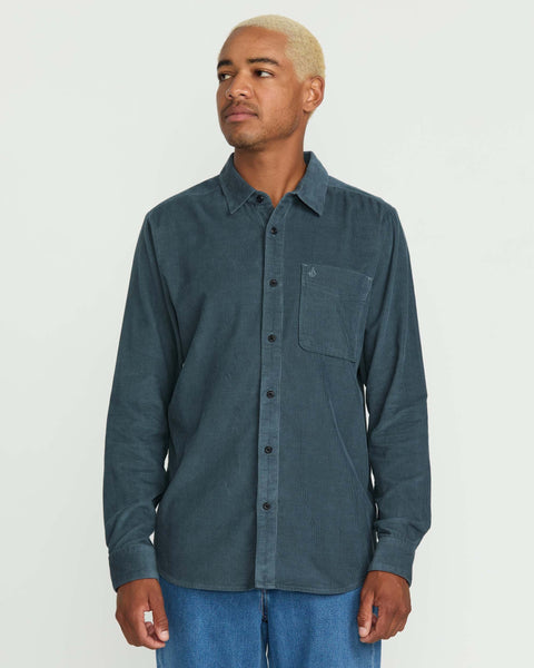 Volcom Men's Date Knight Long Sleeve Shirt Dark Slate