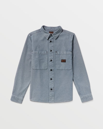 Volcom Men's Long Sleeve Shirt Blue Wash