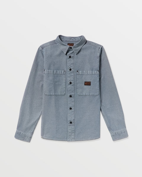 Volcom Men's Long Sleeve Shirt Blue Wash