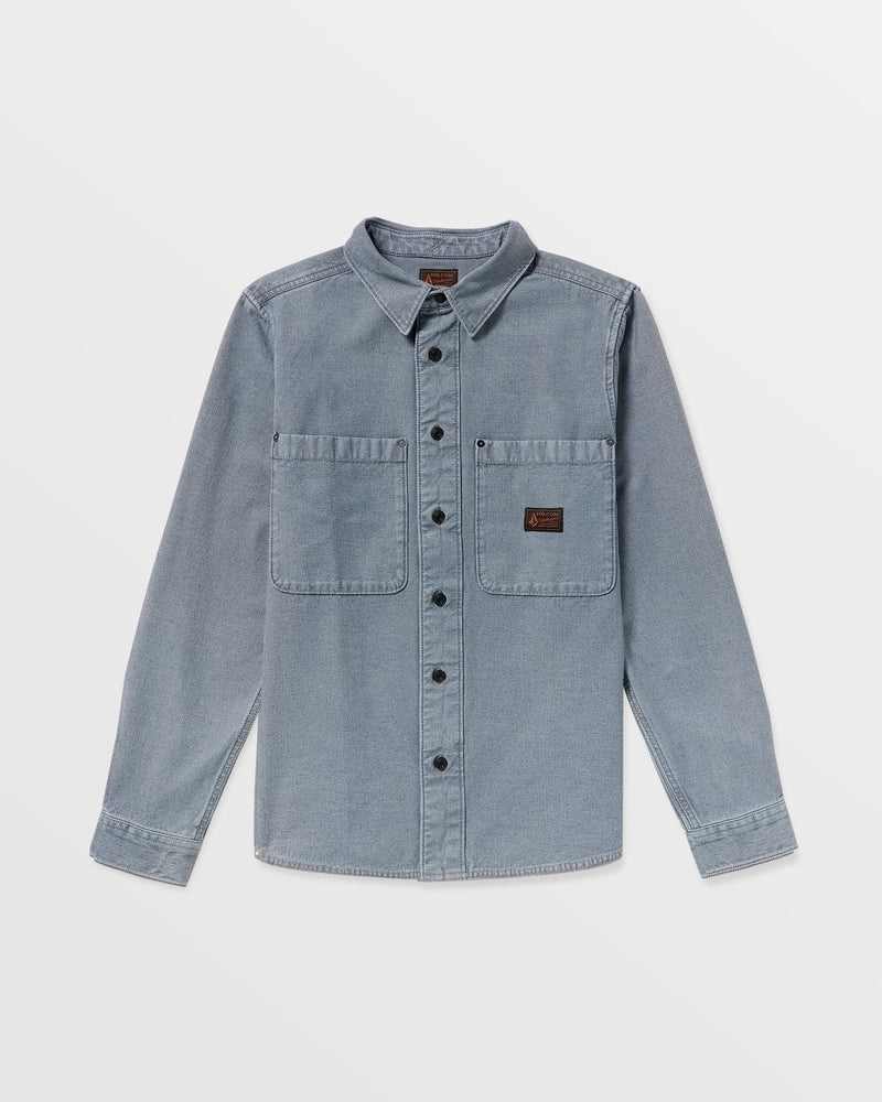 Volcom Men's Long Sleeve Shirt Blue Wash