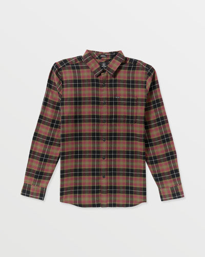 Volcom Men's Caden Flannel Shirt Black/Red