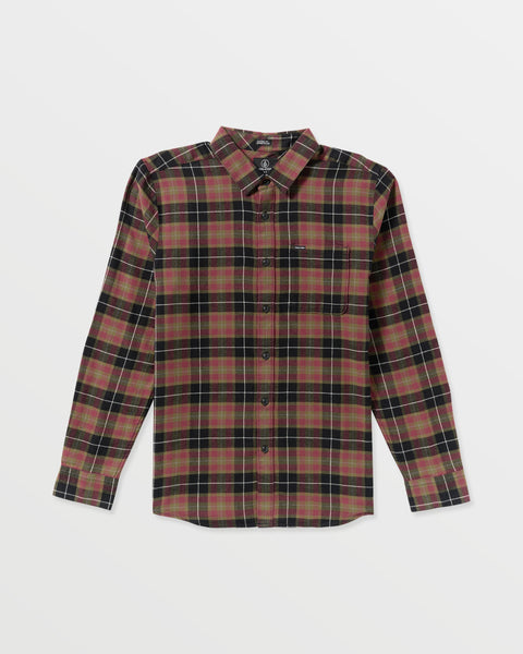 Volcom Men's Caden Flannel Shirt Black/Red