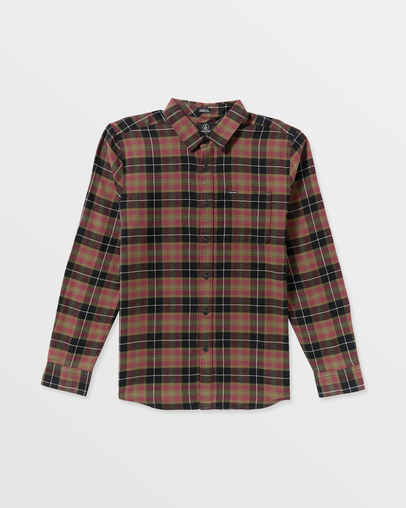 Volcom Men's Caden Flannel Shirt Black/Red