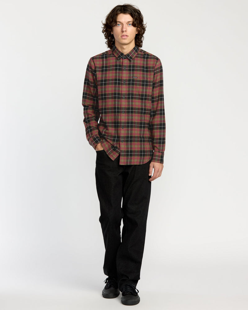 Volcom Men's Caden Flannel Shirt Black/Red