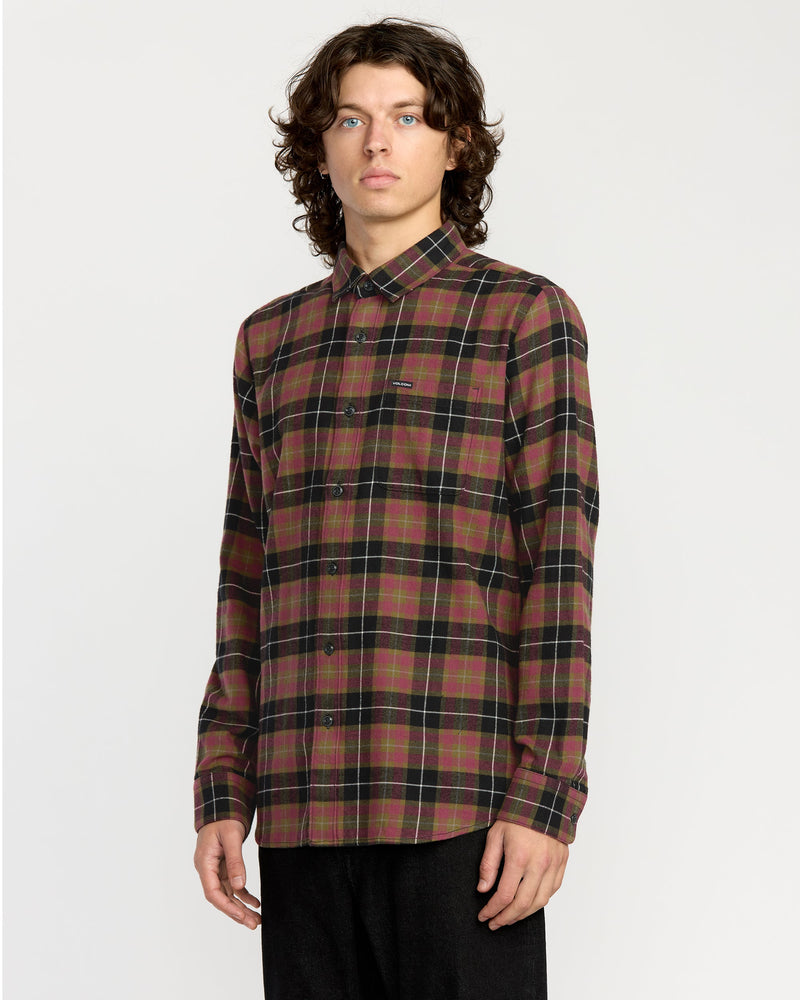 Volcom Men's Caden Flannel Shirt Black/Red