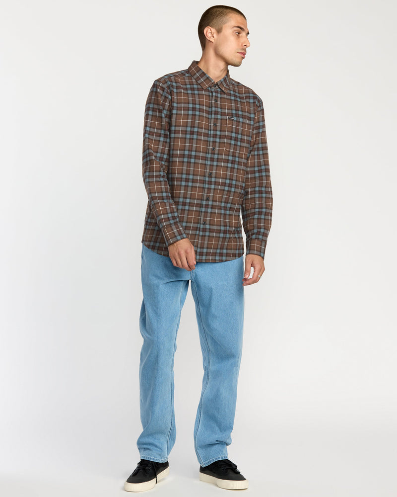 Volcom Men's Caden Flannel Shirt Brownstone