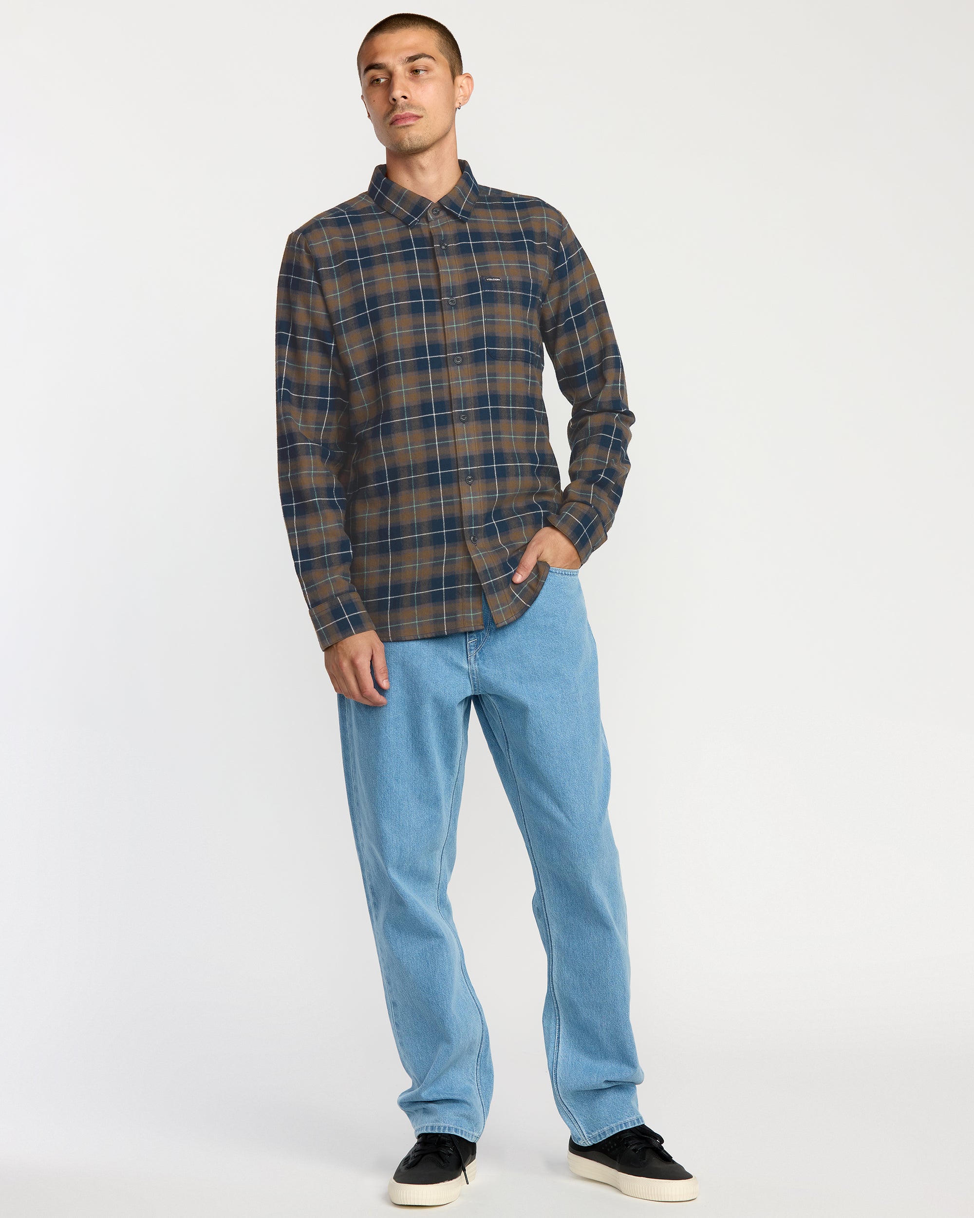 Men's Caden Flannel Shirt-Navy-Volcom