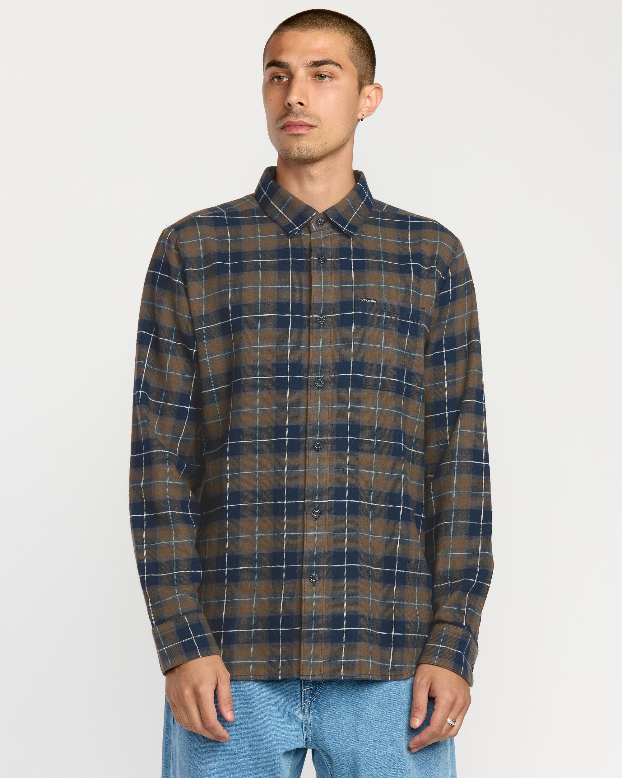 Men's Caden Flannel Shirt-Navy-Volcom