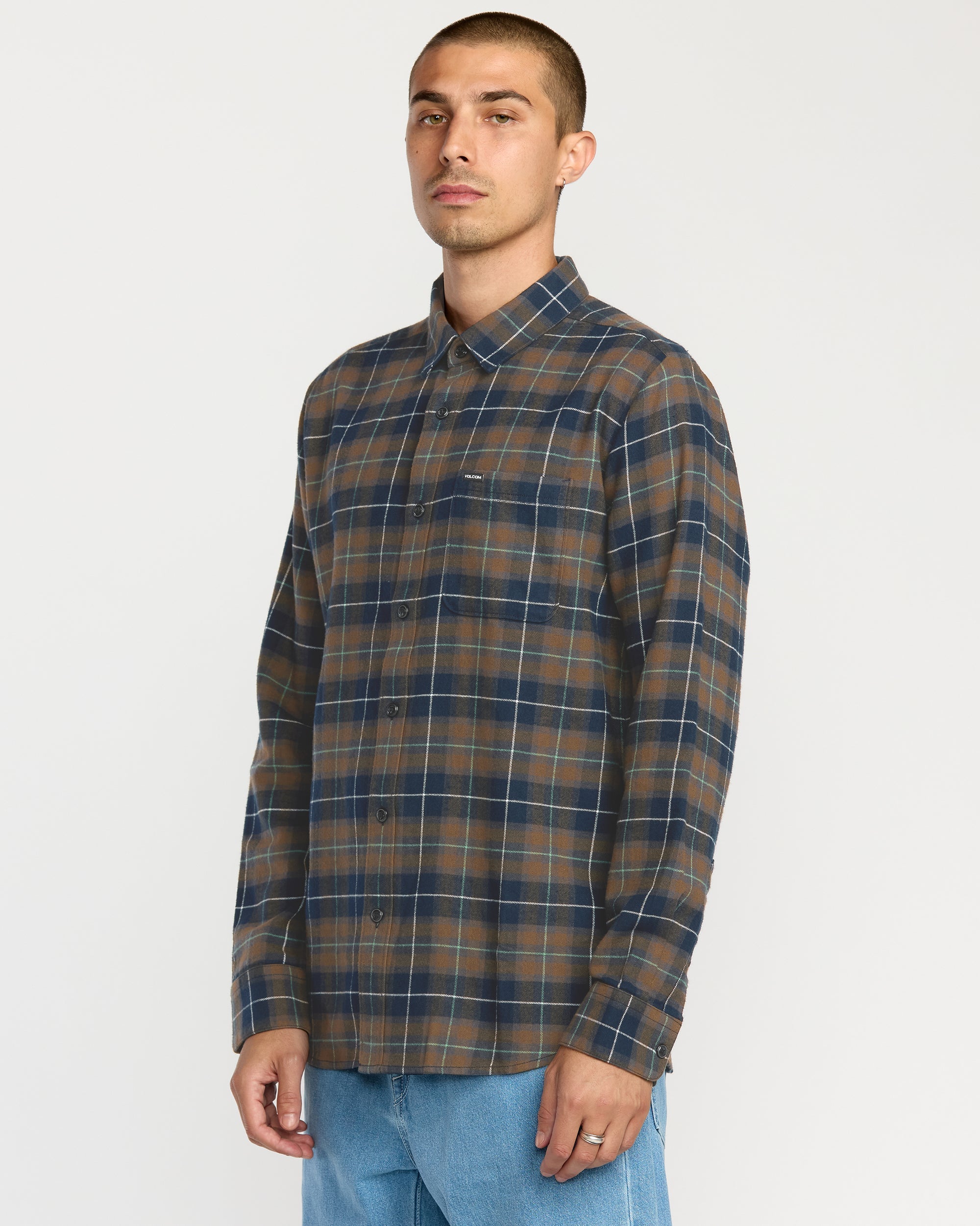 Men's Caden Flannel Shirt-Navy-Volcom