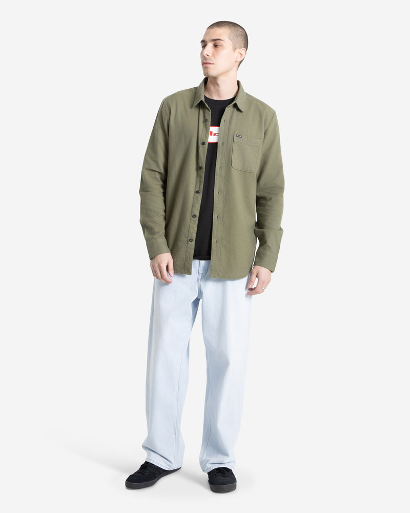 Volcom Men's Levelstone Long Sleeve Shirt Dark Olive