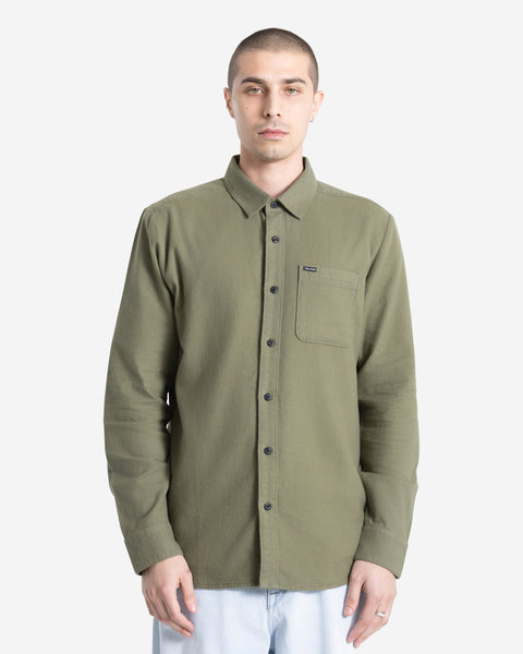 Volcom Men's Levelstone Long Sleeve Shirt Dark Olive