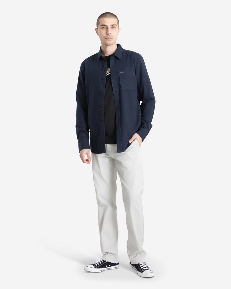 Men's Caden Solid Long Sleeve Shirt-Navy-Volcom