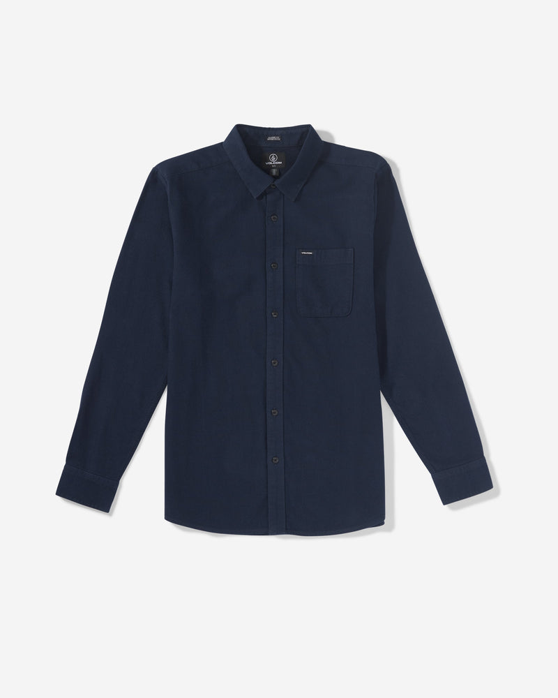 Volcom Men's Caden Solid Long Sleeve Shirt Navy