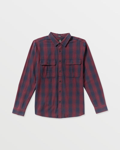 Volcom Men's Shadowstone Flannel Long Sleeve Shirt Navy