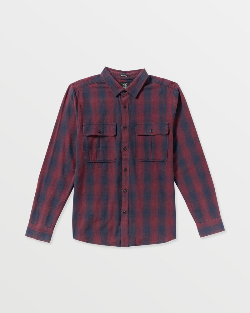 Volcom Men's Shadowstone Flannel Long Sleeve Shirt Navy