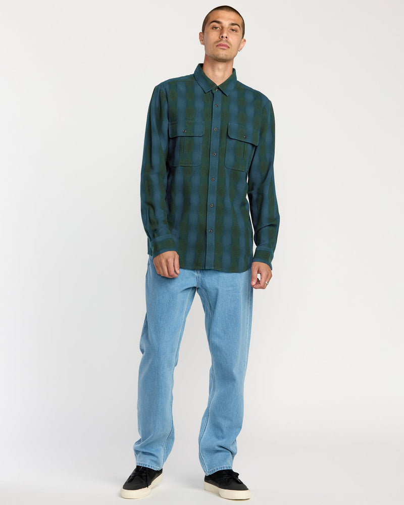 Volcom Men's Shadowstone Flannel Long Sleeve Shirt Scarab