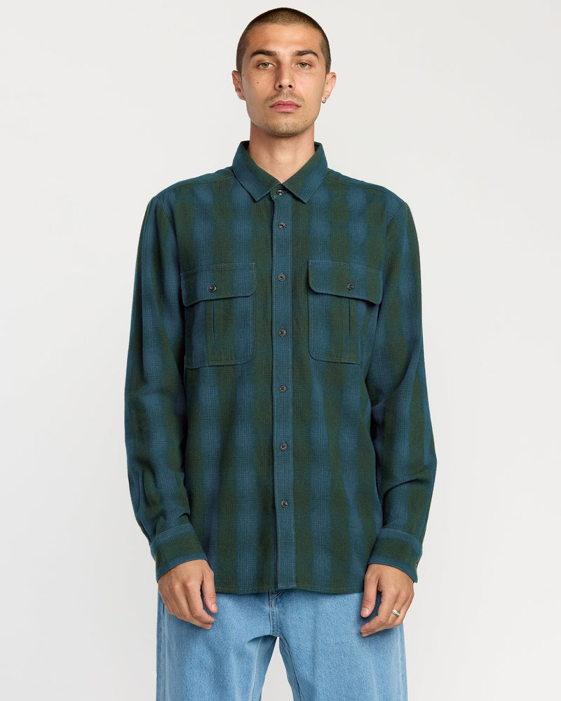 Volcom Men's Shadowstone Flannel Long Sleeve Shirt Scarab