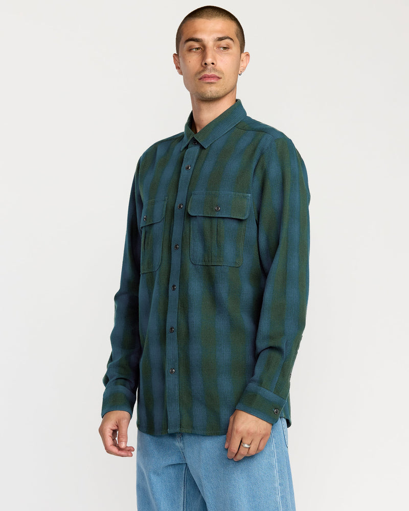 Volcom Men's Shadowstone Flannel Long Sleeve Shirt Scarab