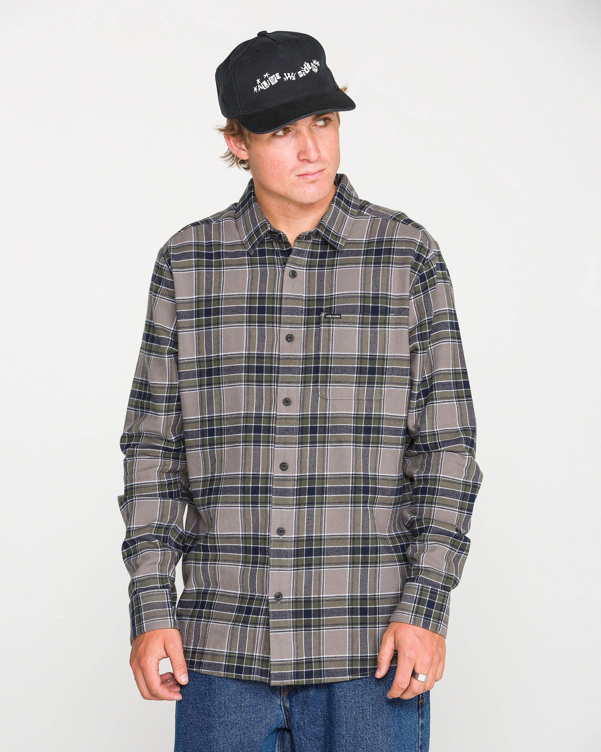 mens plaid dress shirts long sleeve Volcom Men's Caden Shirt YGroup_14760271511917 Chest pocket Ball Gown Wedding Dress Material:Engineered Wood, Metal