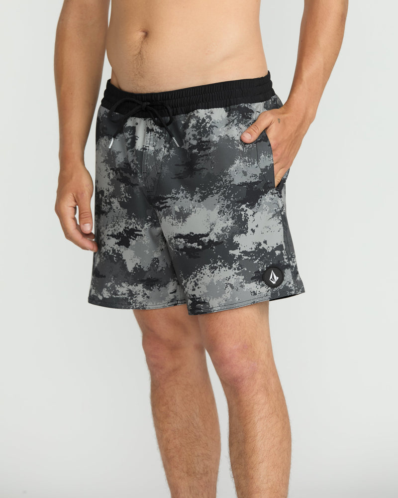 Volcom Men's Lido Print 16" Trunks Black