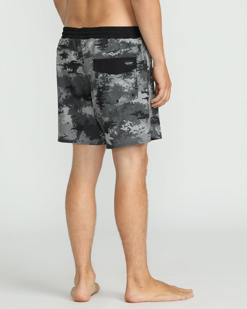 Volcom Men's Lido Print 16" Trunks Black