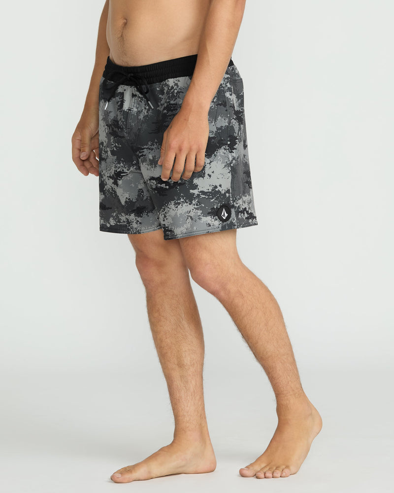 Volcom Men's Lido Print 16" Trunks Black