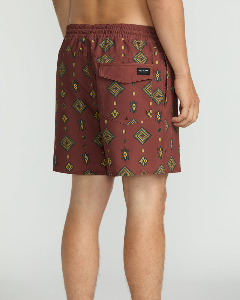 Volcom Men's Lido Print 16" Trunks Mahogany