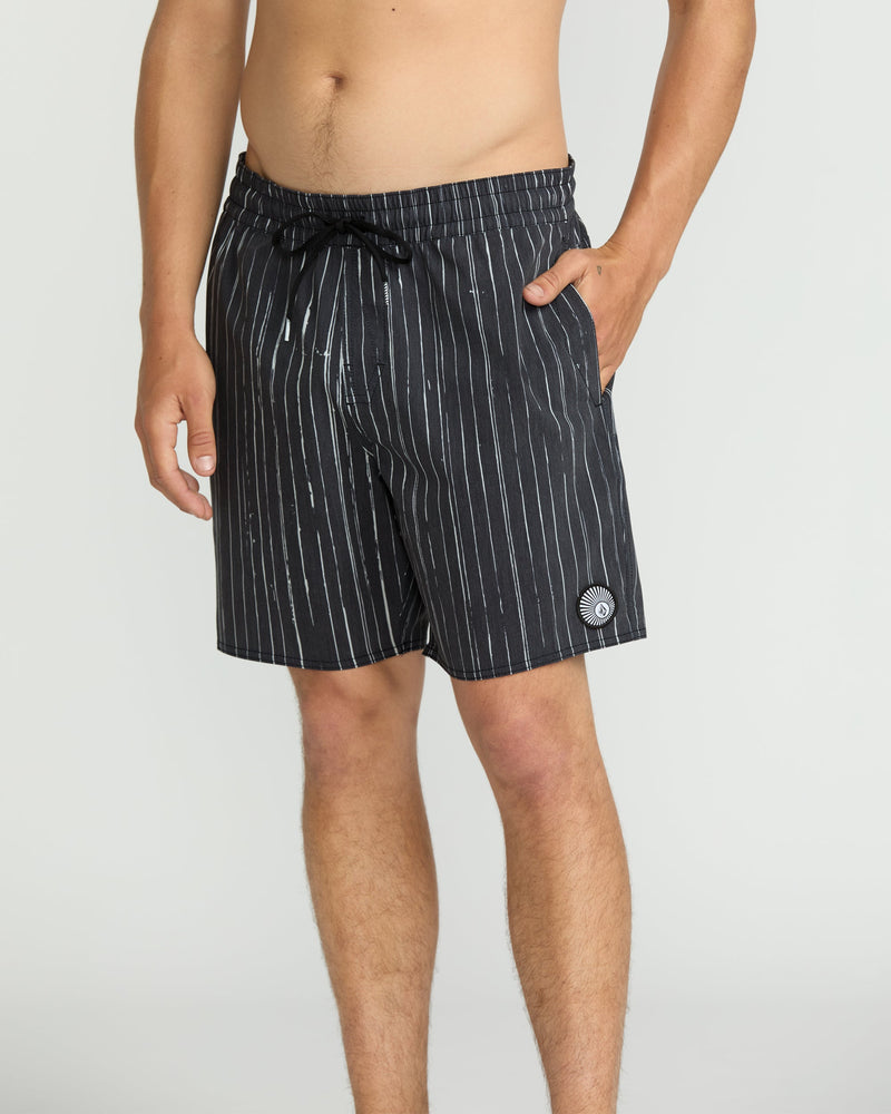 Volcom Men's Psyche Cotton 17" Trunks Black/White