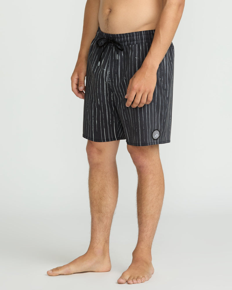 Volcom Men's Psyche Cotton 17" Trunks Black/White