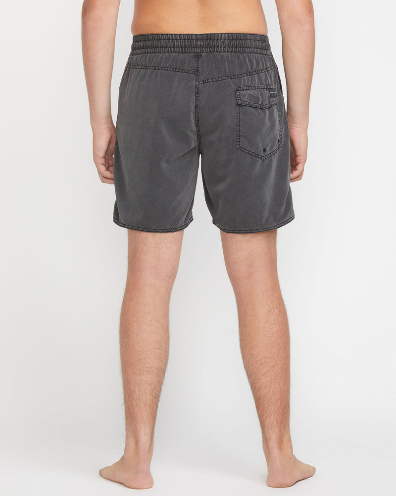Volcom Men's Center Elastic Waist Trunks Black