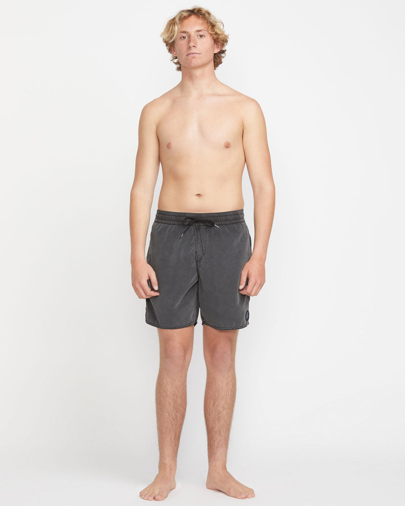 Volcom Men's Center Elastic Waist Trunks Black