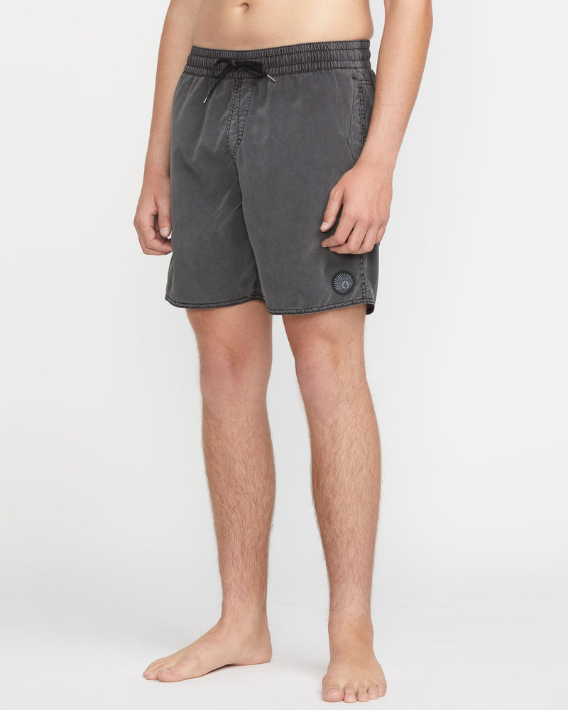 Volcom Men's Center Elastic Waist Trunks Black