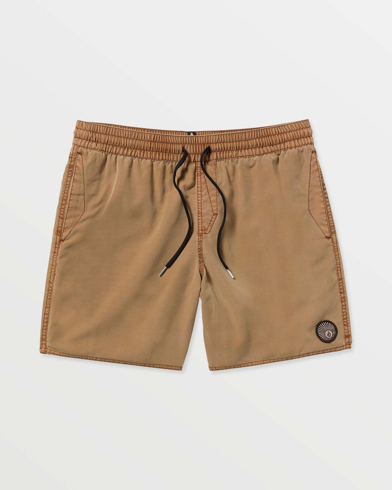 Volcom Men's Center Elastic Waist Trunks Coconut Shell