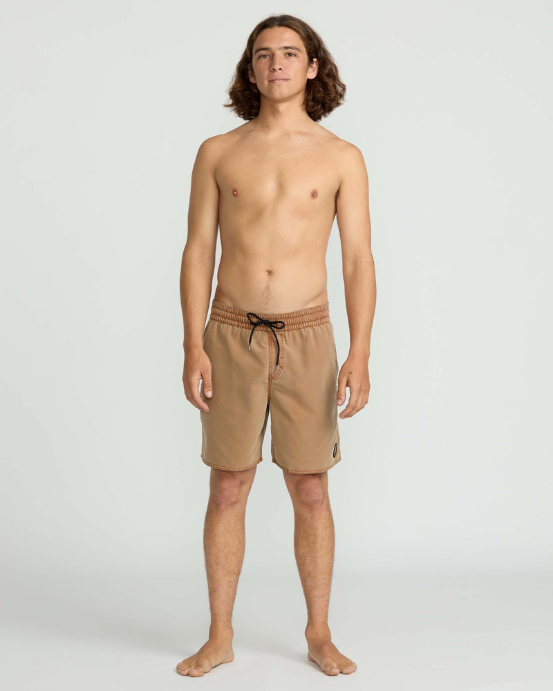 Volcom Men's Center Elastic Waist Trunks Coconut Shell