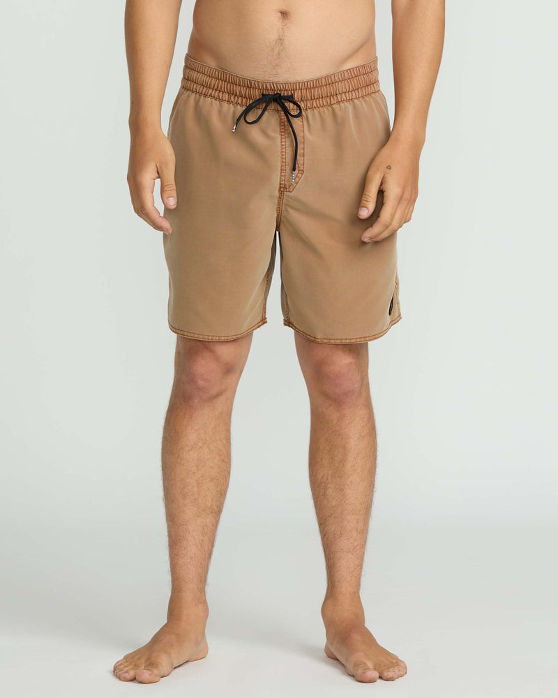Volcom Men's Center Elastic Waist Trunks Coconut Shell