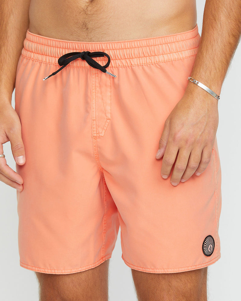 Volcom Men's Center Elastic Waist Trunks Peach